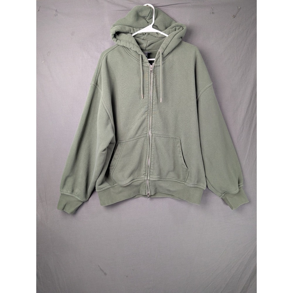 HM Oversized Fit Zip Up Hoodie Sage Green Large 8151